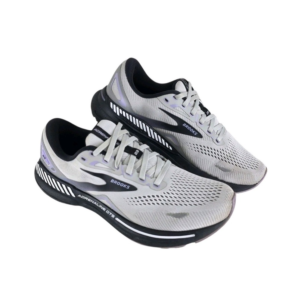 Brooks Adrenaline GTS 23 Womens 9B Medium Running Shoes Grey Purple 1203811B039